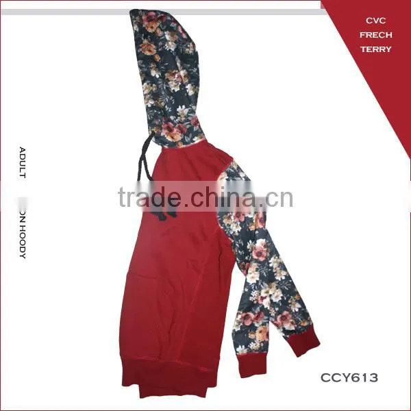 OEM service gilr's winter design CVC french terry velvet printing girls hoodie with hood for