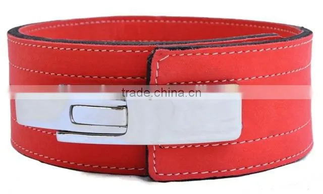 Lever buckle Genuine leather Power weight lifting belts