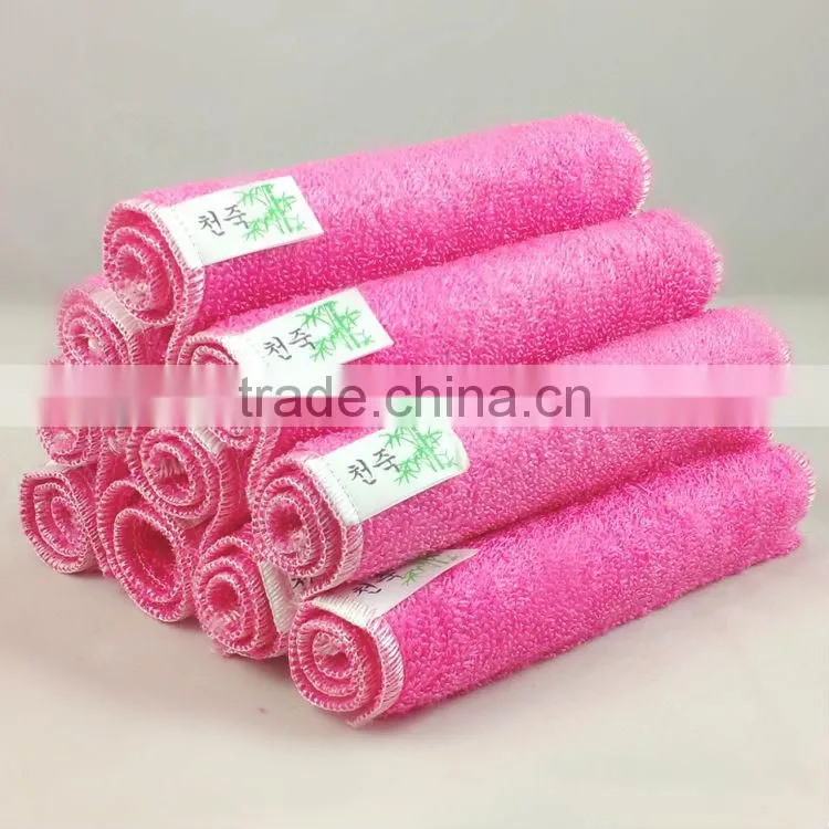Yellow kitchen dishcloth clean towel 100% bamboo Fiber Washing dish Special increase contact surface to clean oil and stains