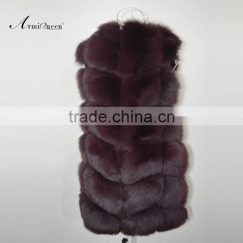 Rose Real Fox Fur Gilet For Ladies Wear,Long Style Fur Vest&Coat