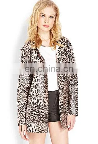 2015 latest fashion guang zhou custom coat,Leopard print raincoat jacket