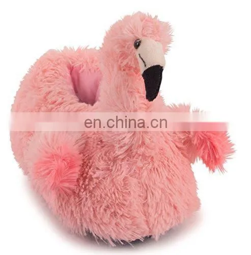 Winter Home Indoor Custom Pretty Pink Woman Stuffed Soft Plush Flamingo Slippers Shoes