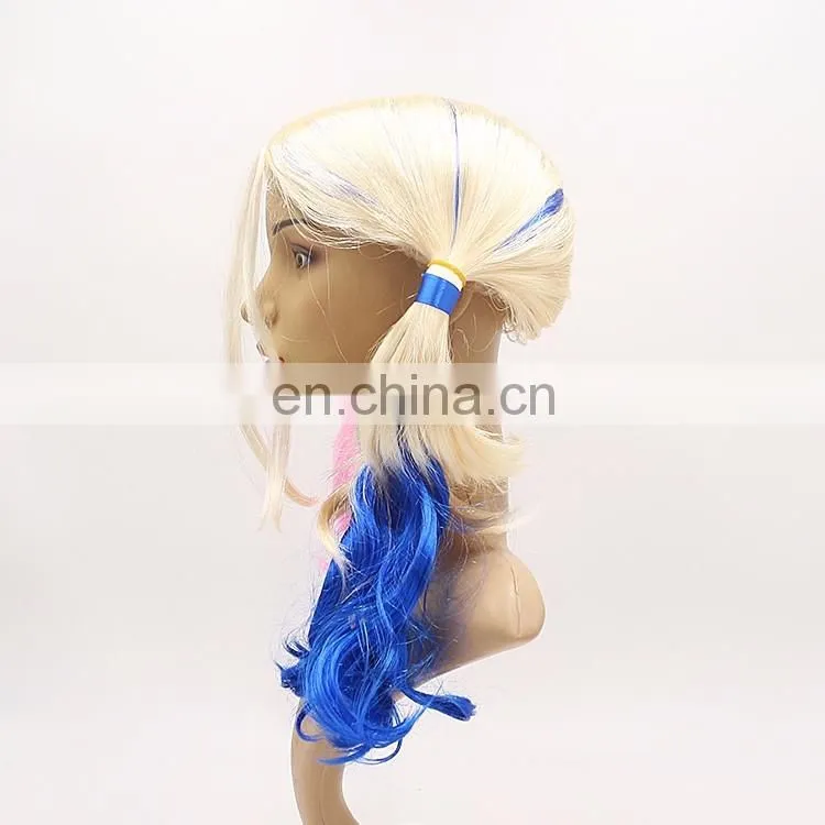 Movie Film Suicide Squad Harley Quinn Cosplay Wig Curly Gradient Hair Wigs