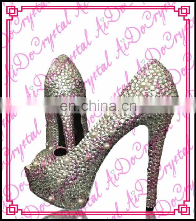 Aidocrystal white women pearl crystal Italian designer custom color evening party peep toe sandal shoes