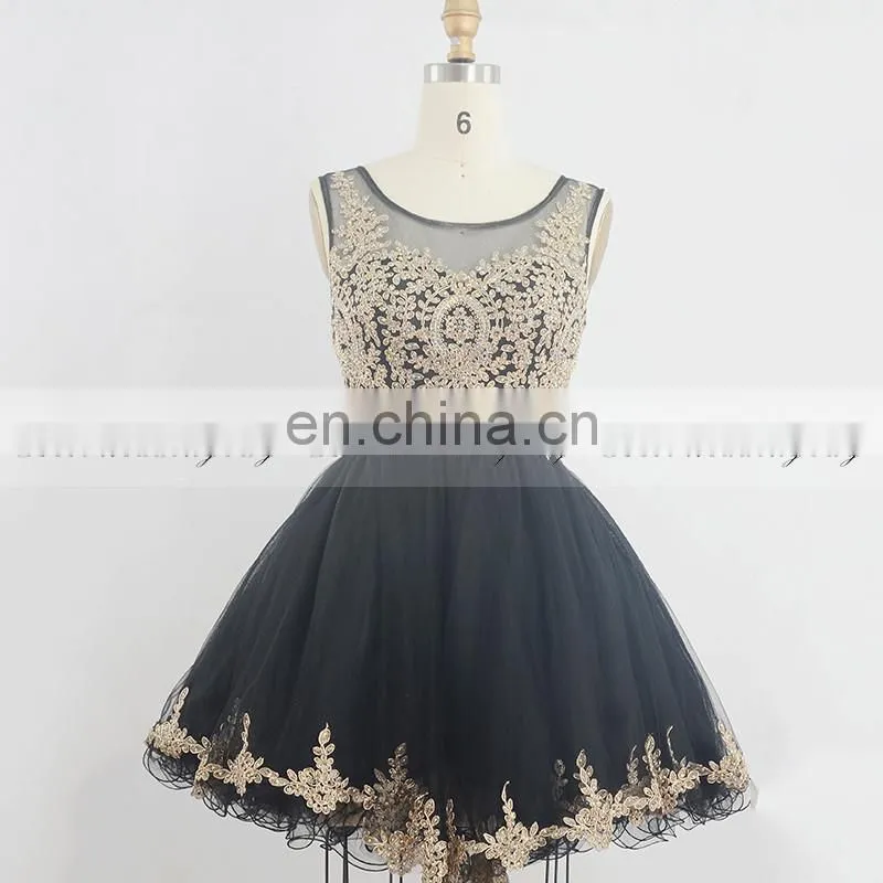 New Arrival Applique Beaded Gray Tulle Short Puffy Party Dresses SD365