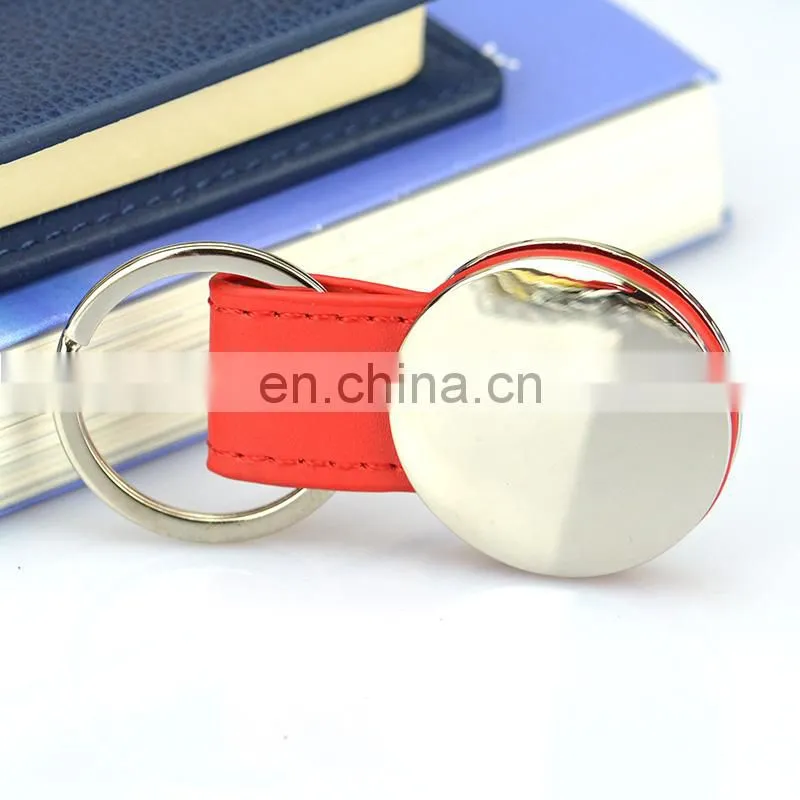 Custom art and crafts bulk cheap fancy blank pu car leather metal keychains with logo