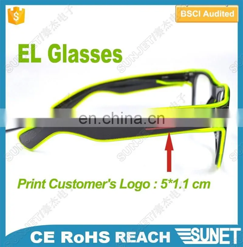 2017 custom printed wedding decoration led glowing disco party glasses