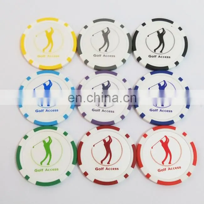 Chirstmas golf plastic poker chip ball markers / printing sticker on both side plastic ball marker