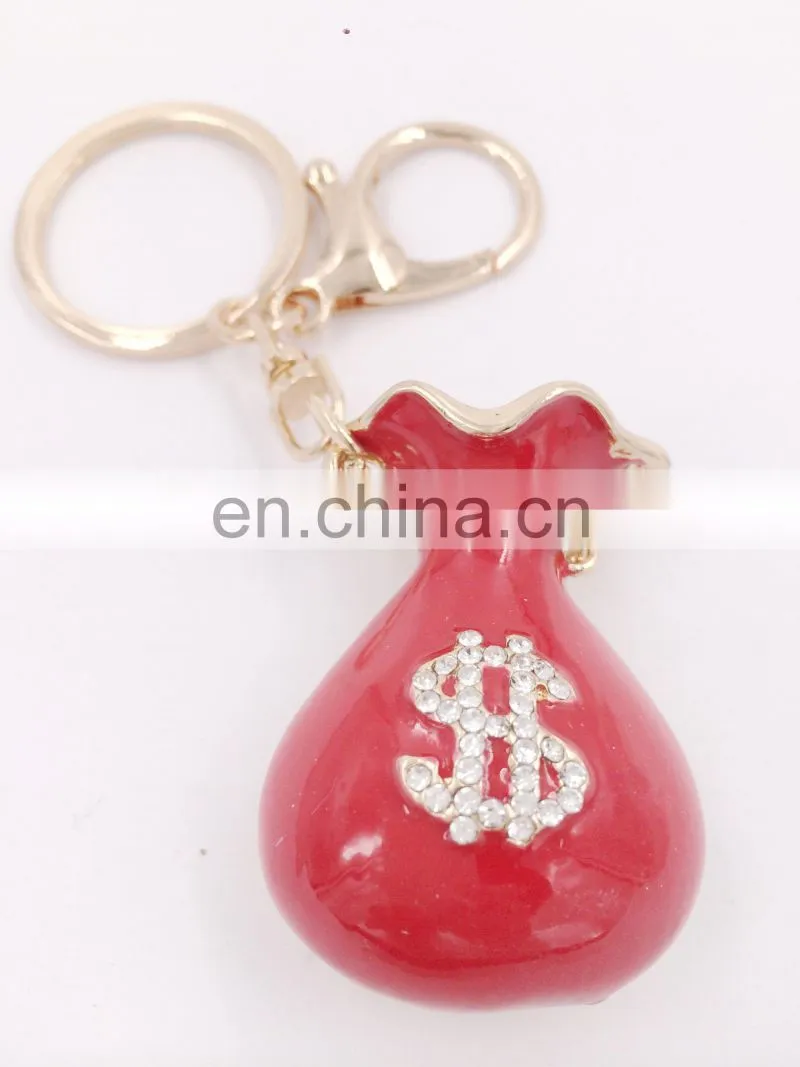 Fashion Shopping Cart Keychain Charm Pendant Handbag Bag Key Chains Key Ring With Rhinestone