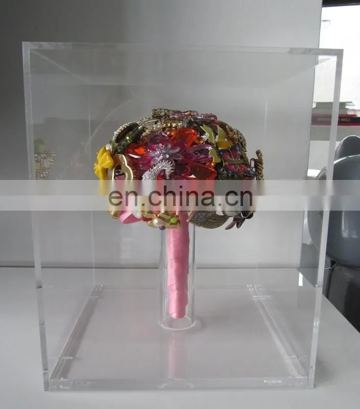 Acrylic plastic wedding flower bouquet boxes,bouquet holder case