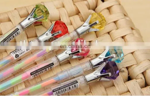 Super Cute Crystal Big Diamond Pens Six Color in One Gel Ink Pen Rollerball Colorful Gel Ink Pen Set Pack of 12