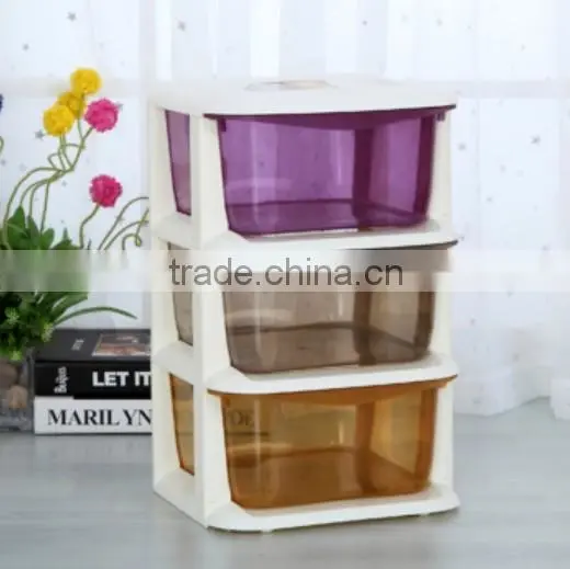 3 layers Colorful transparent plastic storage drawers