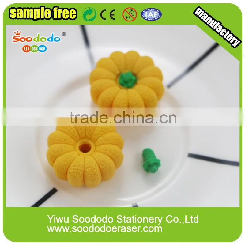 yiwu 3d eraser vegetable pumpkin shape cheap eraser factory