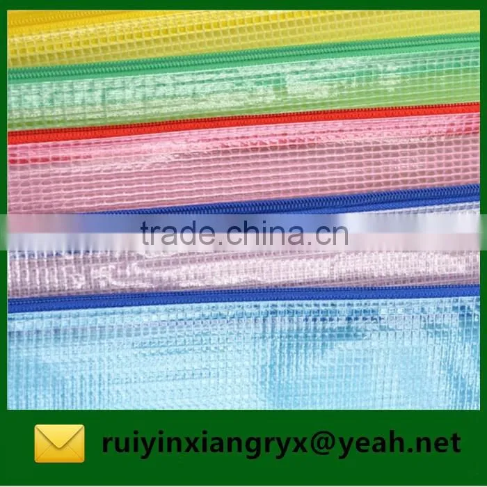 clear pvc gridding zipper document bag