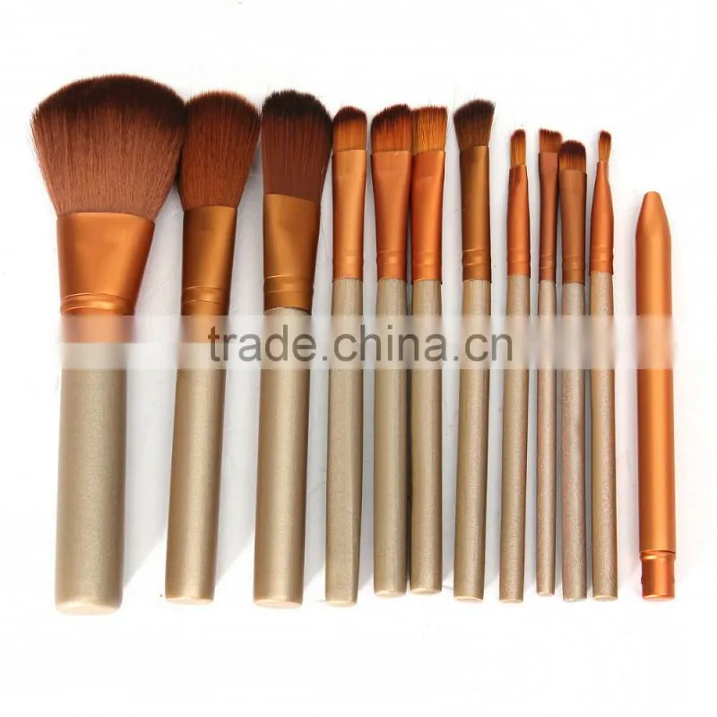 12pcsProfessional Makeup Brush set with Natural Hair,make up brush set with PU zipper bag