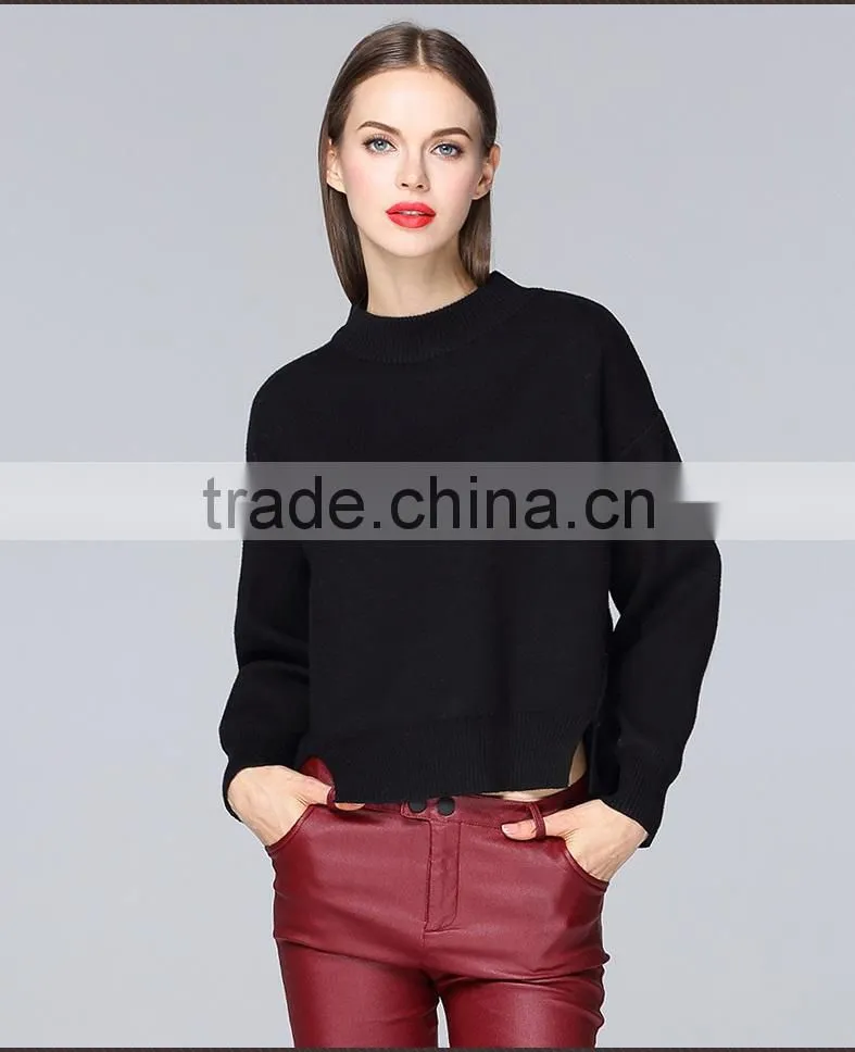 Korea design long sleeve pullover cashmere sweater for ladies