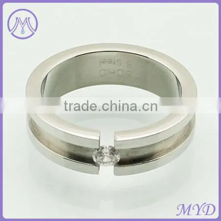 Fashion Jewelry Mens CZ zircon Crystal Stainless Steel Jewelry Finger Ring