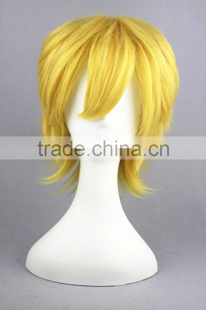 High Quality 35cm Short Straight Kingdom Hearts Wig Ventus Gold Synthetic Anime Wig Cosplay Hair Wigs Party Wig