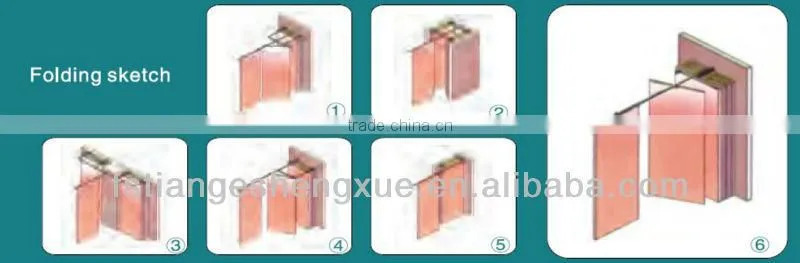 Hotel lobby movable soundproof MDF folding partition
