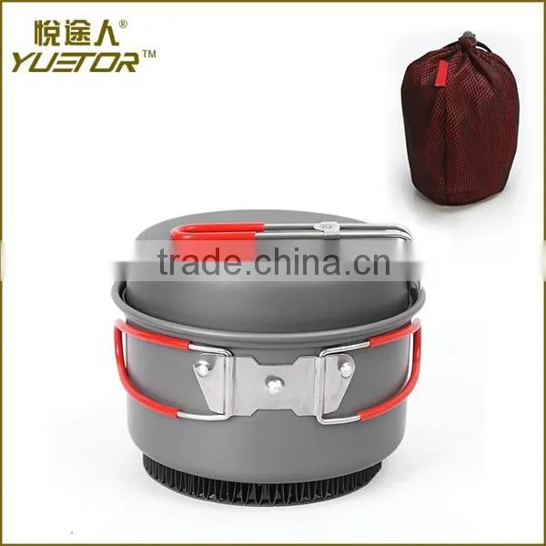 Compact Foldable Outdoor Camping Hiking Cookware Backpacking Cooking Picnic Pot Pan Bowl Set with Mesh Bag