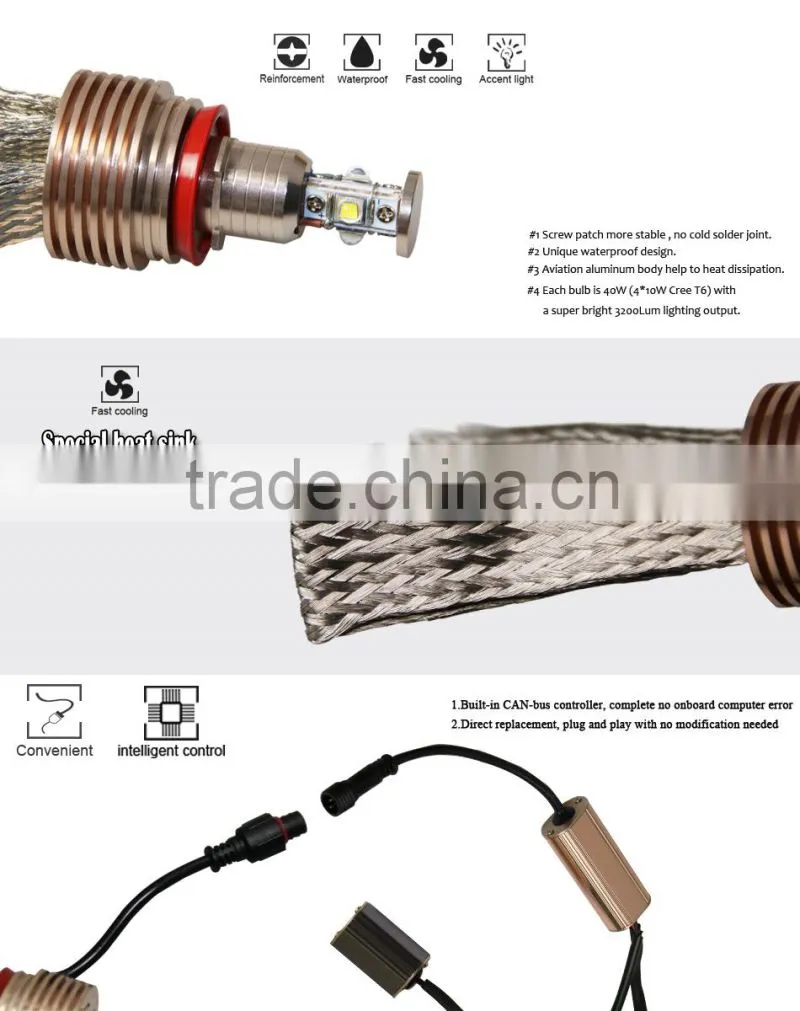 Error Free high power h8 led c.ree 80w led angel eyes