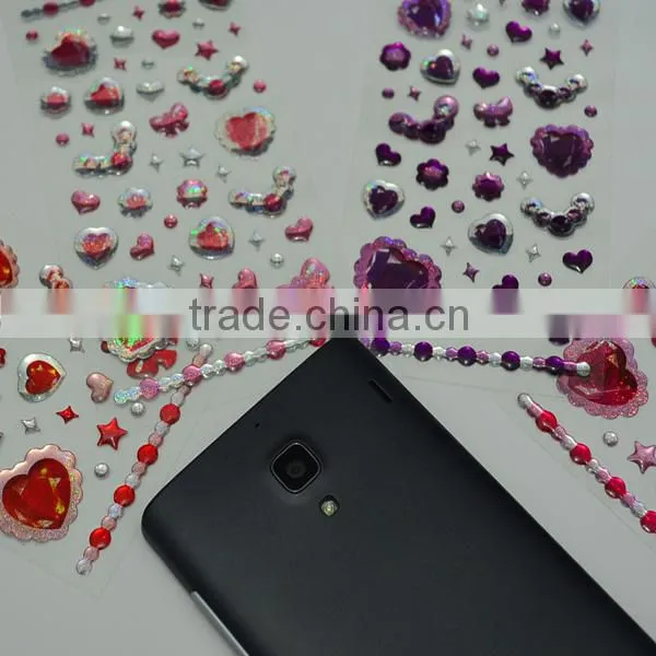 acrylic stone diamond shaped mirror sticker