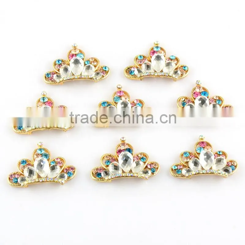 32mm Wholesales Gold Plating AAA Quality Alloy Crown Crystal Rhinestone Buttons for WeddingJewelry Garment Accessory