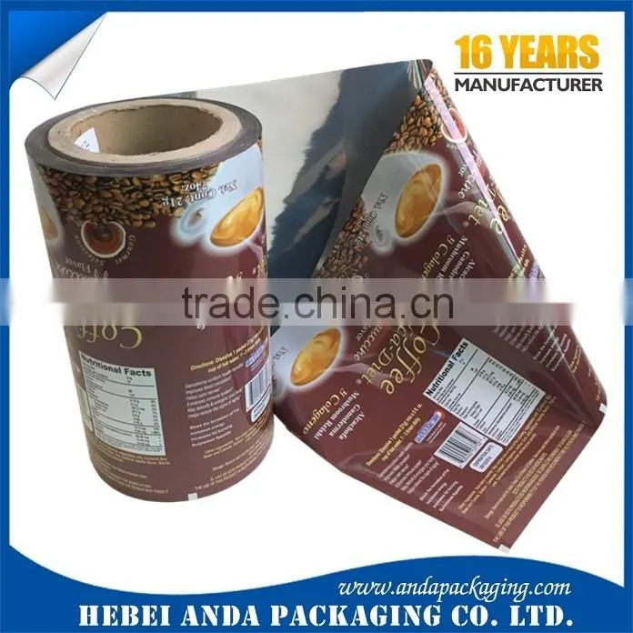 Eco-friendly plastic foil packaging roll film for coffee packaging