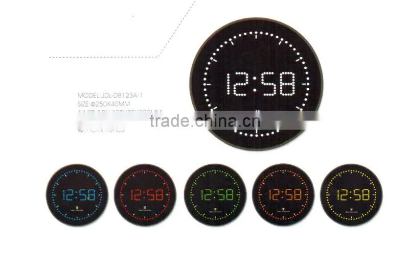 Round LED Digital Wall Clock with Circling Led Display/Radio Control Function Available for Germany and Netherland