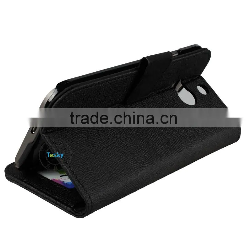 factory direct sell wallet with card slots pu leather phone case for htc butterfly 2