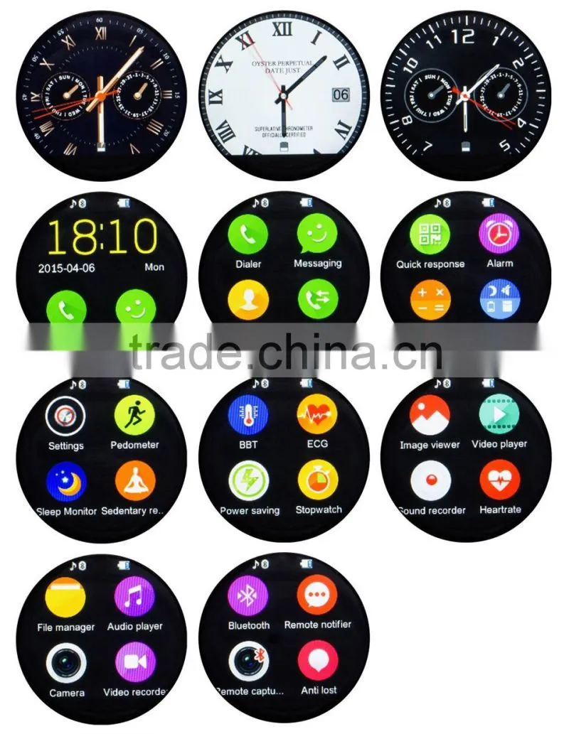 2015 Hi-Tech Metal Body Round Screen Bluetooth Smart watches men