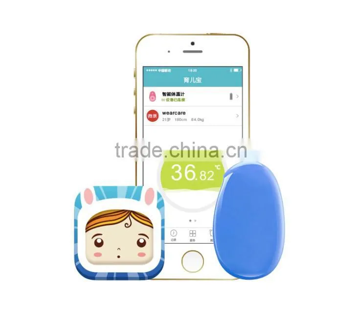 Wearable electronic baby temperature detector bluetooth 4.0 wireless thermometer