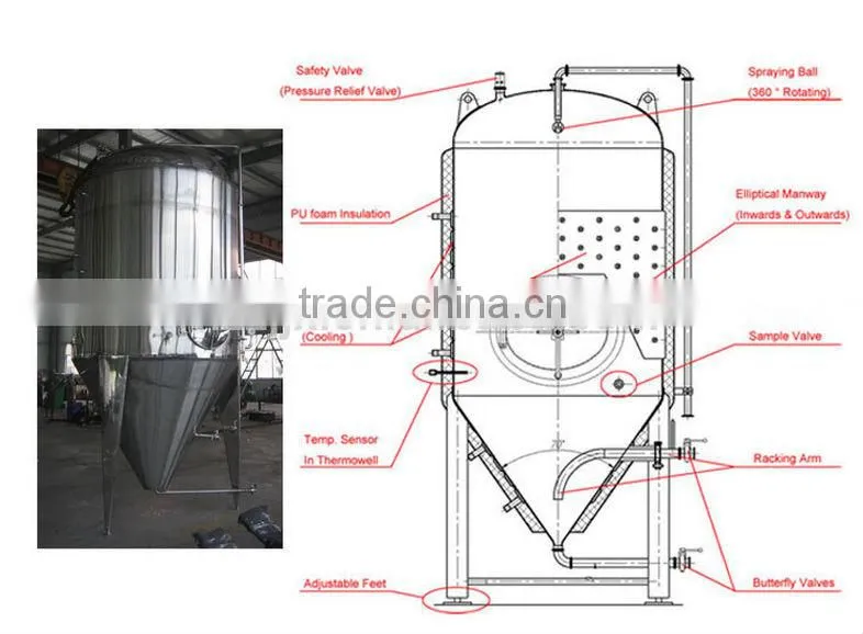 conical beer fermenter brewing equipment brewery fermentation tank for brew equipment fermenter