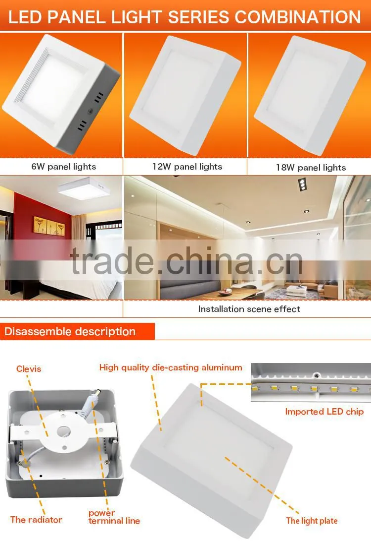 nice design step square surface mounted led panel light