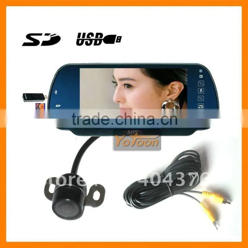 Car 7" Rear View Mirror LCD MP5 Monitor USB SD with bluetooth