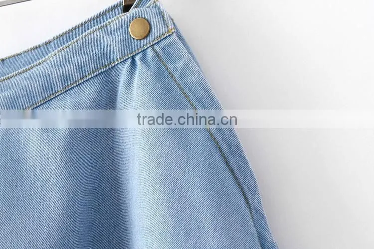 2015 fashion European casual Latest design Knee length sexy ladies girls short denim skirt pattern