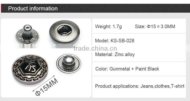 High Quality Paint Sprayed Zinc Alloy Spring Type Snap Button