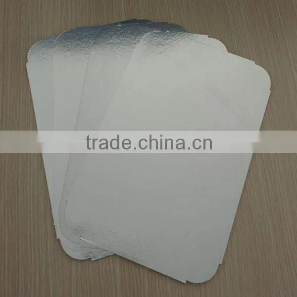 Foil board lids for disposable aluminum contaniers