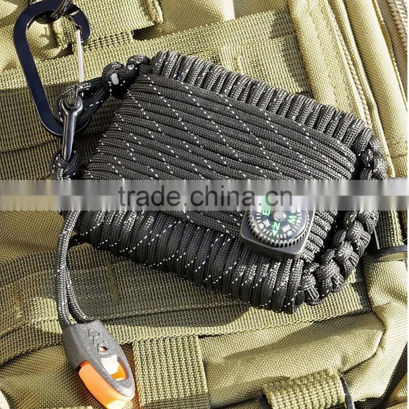 Paracord Emergency Outdoor Survival Kit with Carabiner