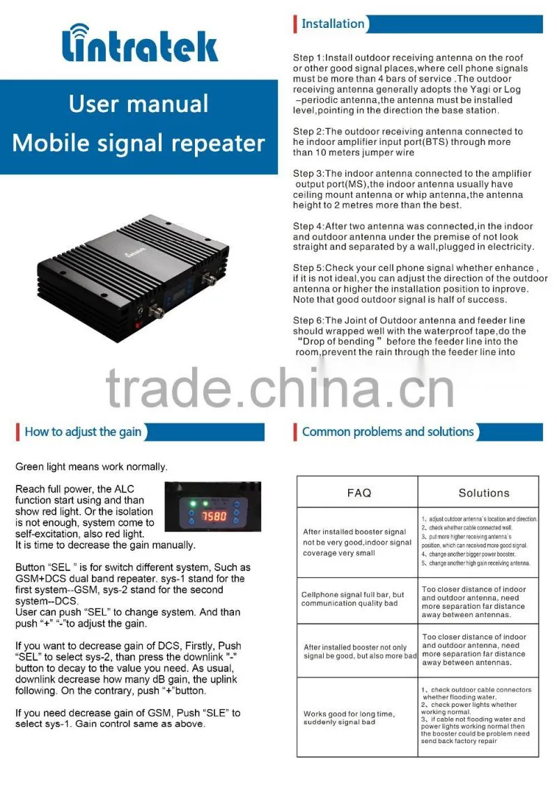 mobile signal booster for UMTS 3g signal booster for 2100mhz 3g indoor signal booster