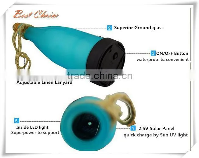 2015 new product Portale Solar panel glass Hanging christmas led bottle light