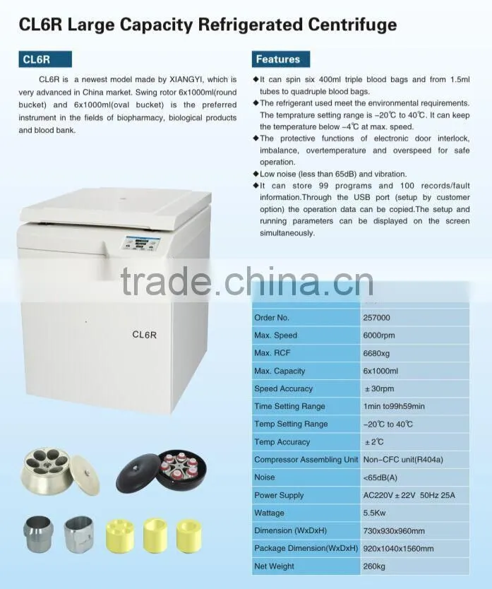 CL6R Super-Capacity Refrigerated Centrifuge