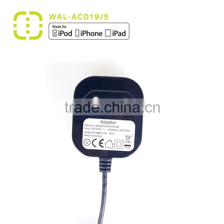 MFI Certified universal wall charger with EU plug 2.1A