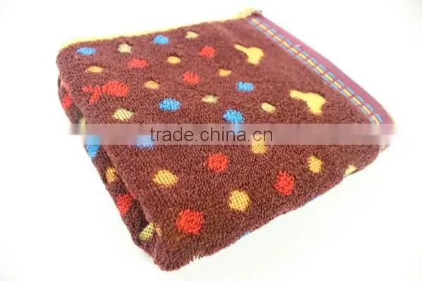 100% Cotton 4 colors brown red blue yellow dots face Towel