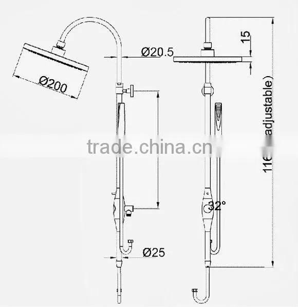Wall-mounted Raining Shower Set with LED light