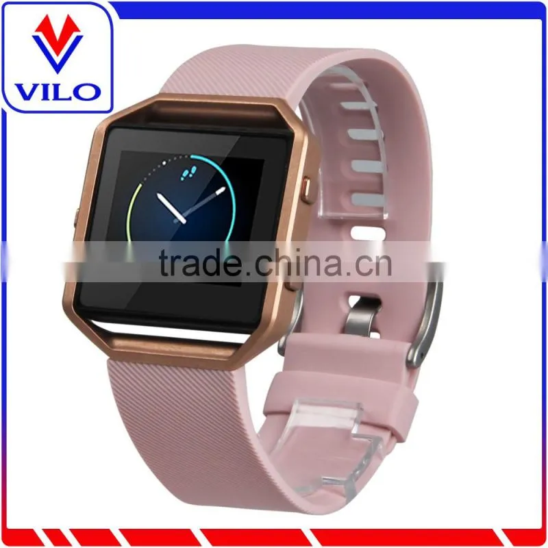 Silicone Bracelet Strap Replacement Band with Metal Frame For Fitbit Blaze Smart Watch