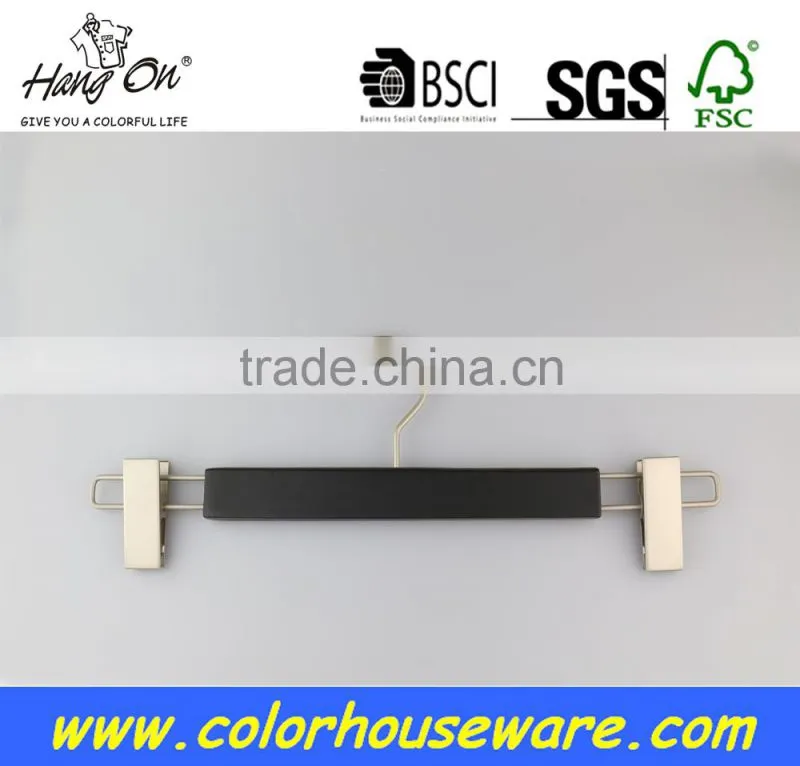 Good quality Wooden trousers pants hanger with clips
