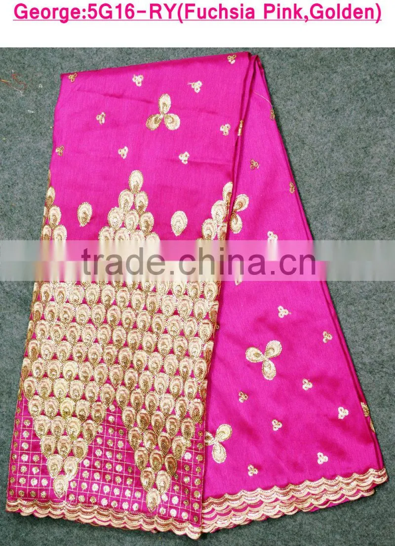 bule and silver metallic george lace fabric
