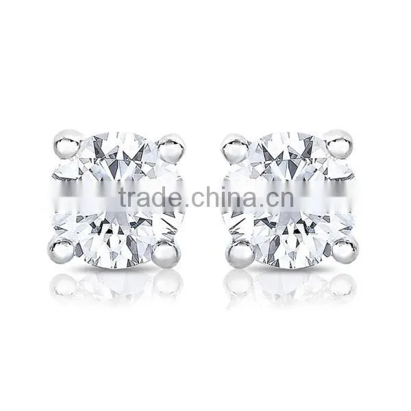 925 sterling silver earrings White Gold Diamond Stud Earrings for ladies earrings