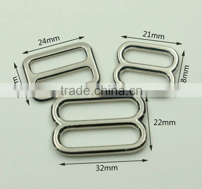 Eco-friendly custom color metal small strap tri-bar slide for 15mm strap